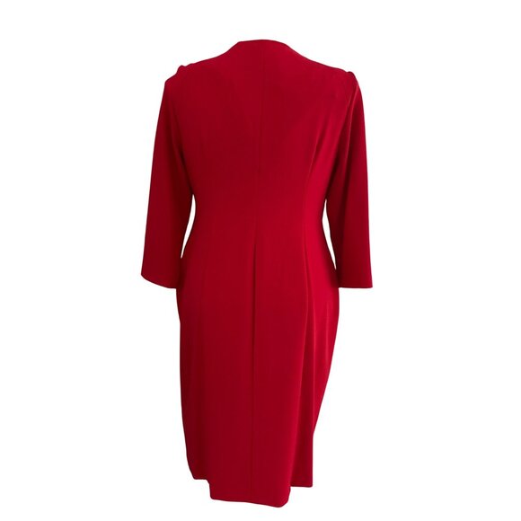 Donna Karan New York NWT $189 Cady Crepe V-Neck Jacket Dress, Red Women's 14 - Picture 6 of 11